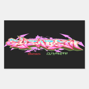 The name Elizabeth in graffiti-Stickers-Rectangle Sticker