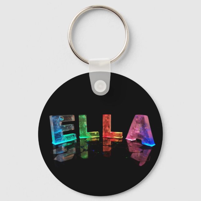 The Name Ella in 3D Lights (Photograph) Keychain (Front)