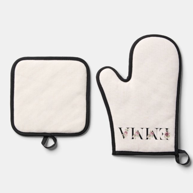 The name Emma. Female names. Oven Mitt & Pot Holder Set (Front)