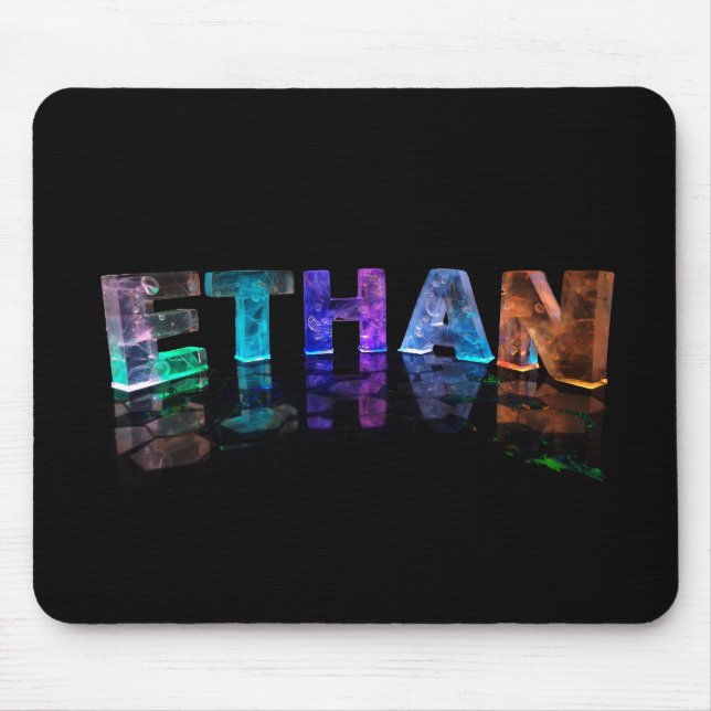 The Name Ethan in 3D Lights (Photograph) Mouse Pad (Front)