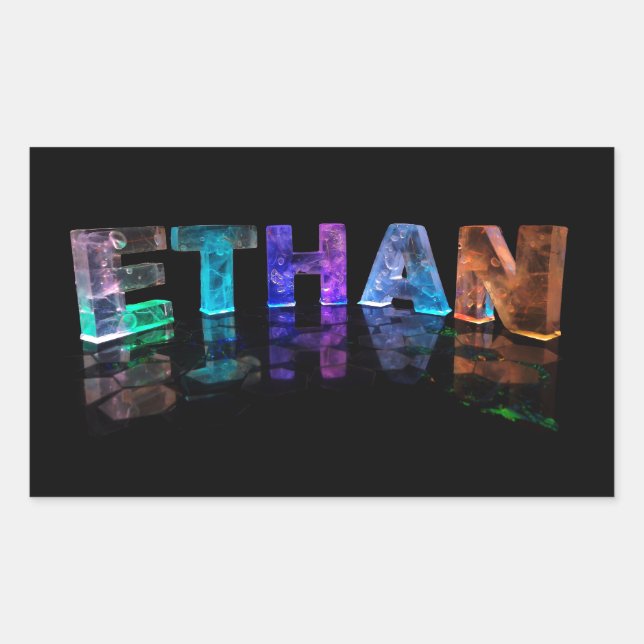 The Name Ethan in 3D Lights (Photograph) Sticker (Front)
