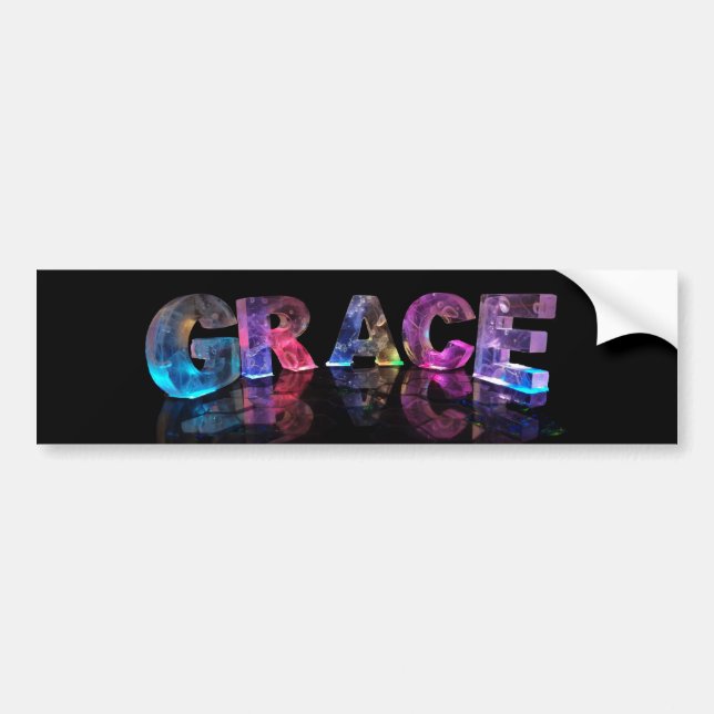The Name Grace in 3D Lights (Photograph) Bumper Sticker (Front)
