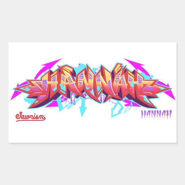 The name Hannah in graffiti-Rectangle Stickers (Front)