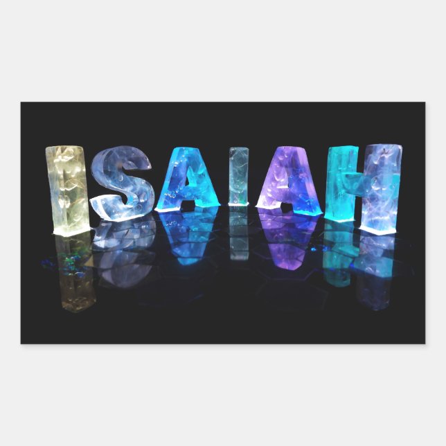 The Name Isaiah in 3D Lights (Photograph) Sticker (Front)