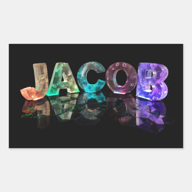 The Name Jacob in 3D Lights (Photograph) Sticker (Front)