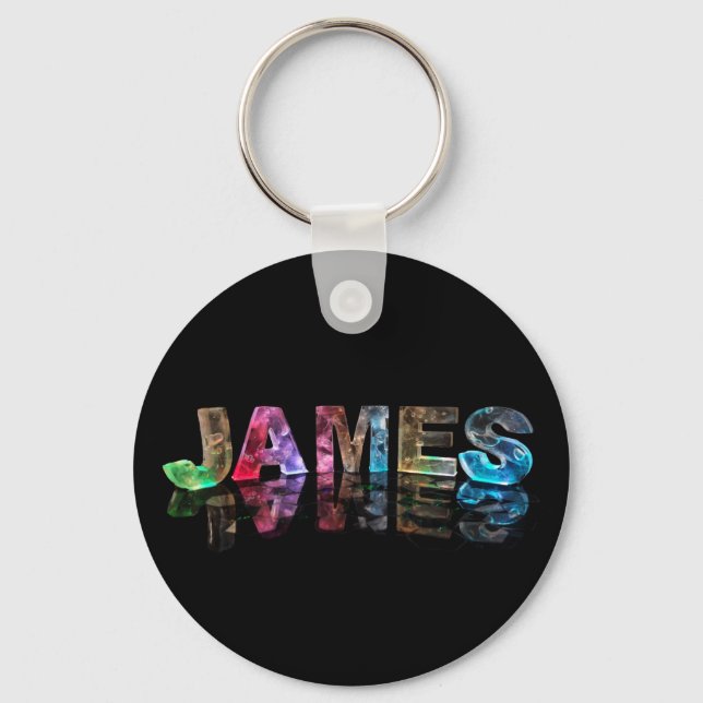 The Name James in 3D Lights (Photograph) Keychain (Front)