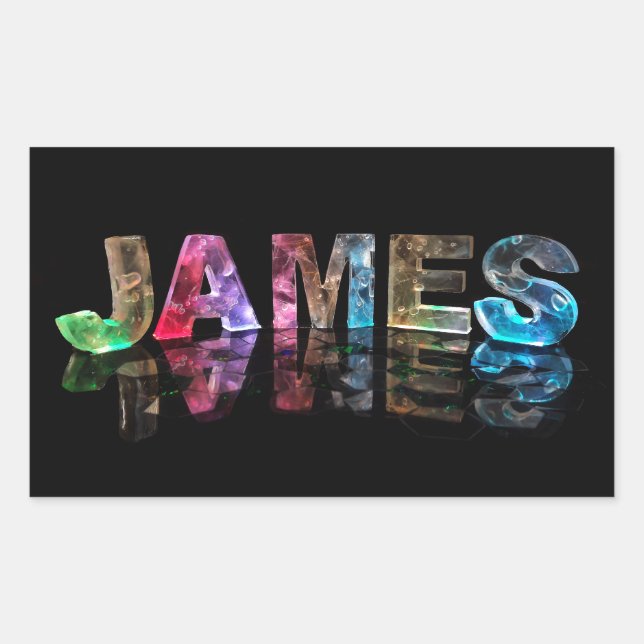 The Name James in 3D Lights (Photograph) Sticker (Front)