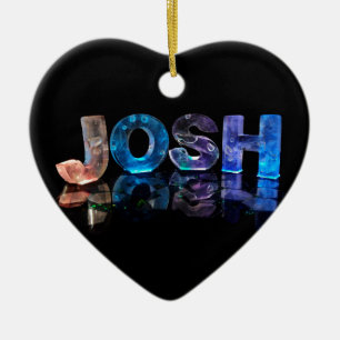 The Name Josh in 3D Lights (Photograph) Ceramic Ornament