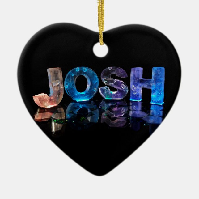 The Name Josh in 3D Lights (Photograph) Ceramic Ornament (Front)