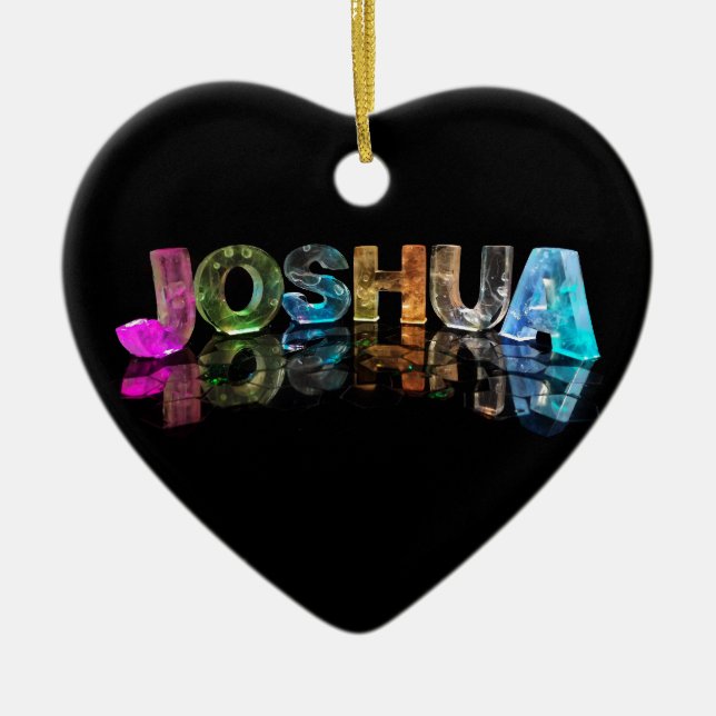 The Name Joshua in 3D Lights (Photograph) Ceramic Ornament (Front)