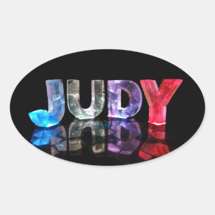 The Name Judy in 3D Lights (Photograph) Oval Sticker