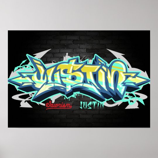 The name  Justin  in graffiti  Poster Zazzle ca