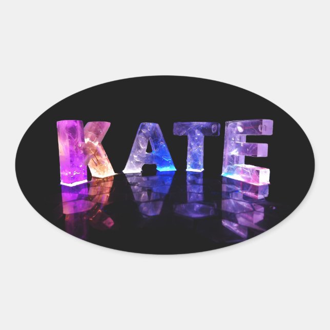 The Name Kate in 3D Lights (Photograph) Oval Sticker (Front)