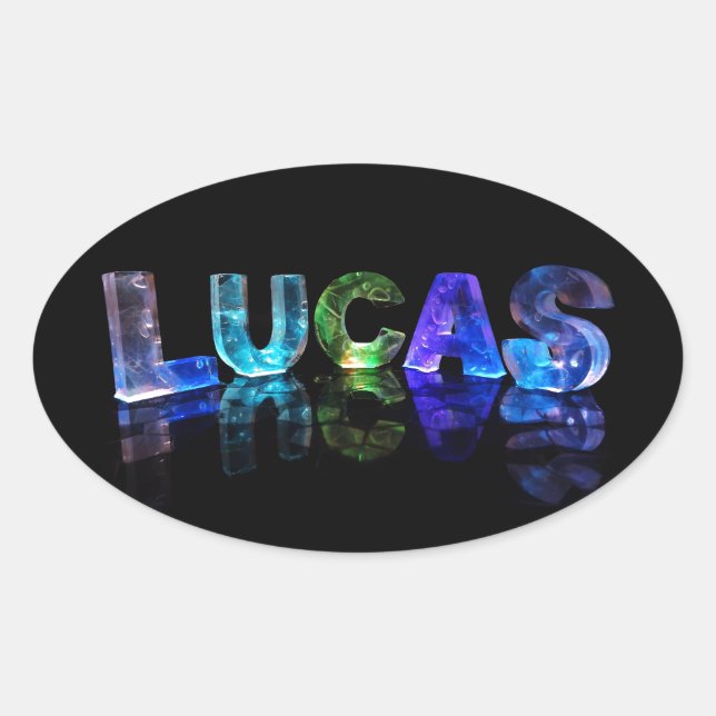 The Name Lucas in 3D Lights (Photograph) Oval Sticker (Front)