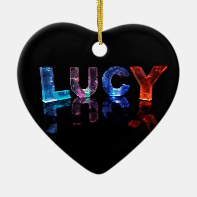 The Name Lucy in 3D Lights (Photograph) Ceramic Ornament (Front)