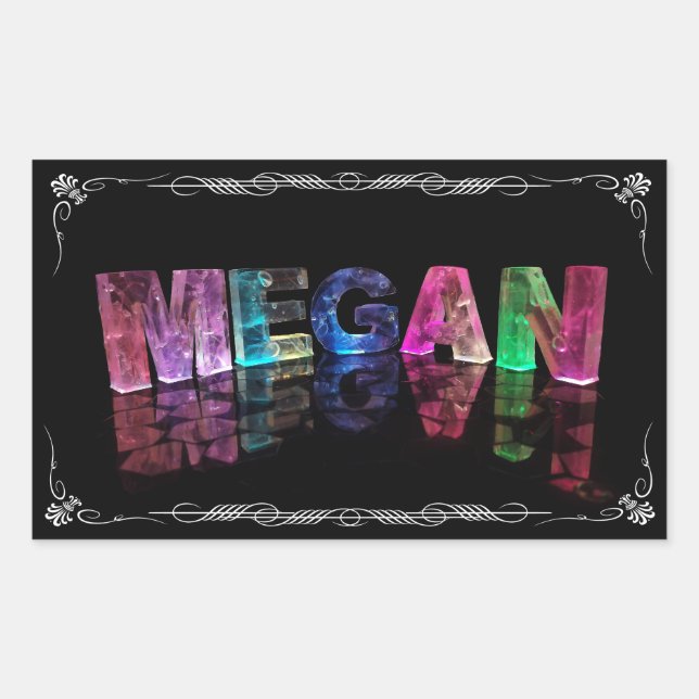 The Name Megan in 3D Lights (Photograph) Sticker (Front)