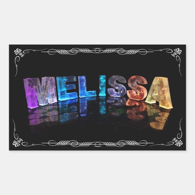 The Name Melissa in 3D Lights (Photograph) Sticker (Front)