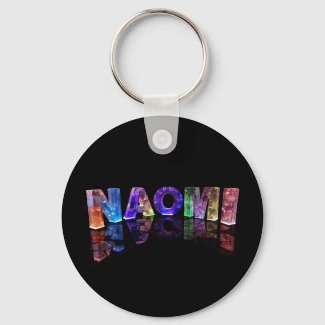 The Name Naomi in 3D Lights (Photograph) Keychain (Front)