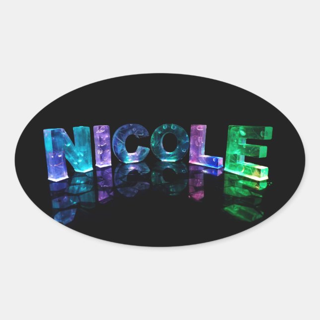 The Name Nicole in 3D Lights (Photograph) Oval Sticker (Front)