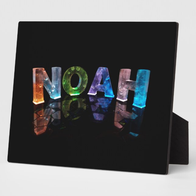 The Name Noah in 3D Lights (Photograph) Plaque (Side)