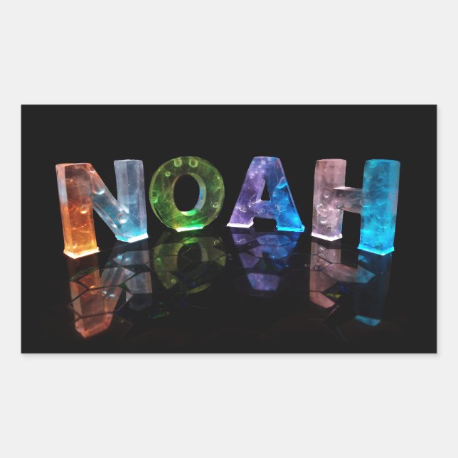 The Name Noah in 3D Lights (Photograph) Sticker (Front)