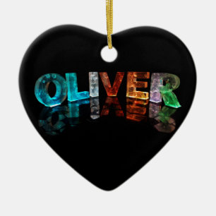 The Name Oliver in 3D Lights (Photograph) Ceramic Ornament