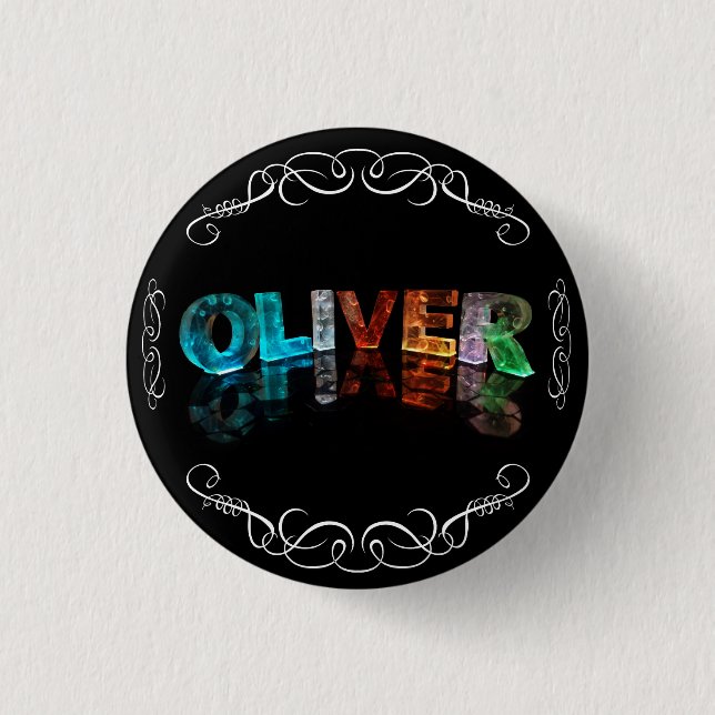 The Name Oliver -  Name in Lights (Photograph) 1 Inch Round Button (Front)