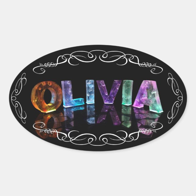 The Name Olivia -  Name in Lights (Photograph) Oval Sticker (Front)