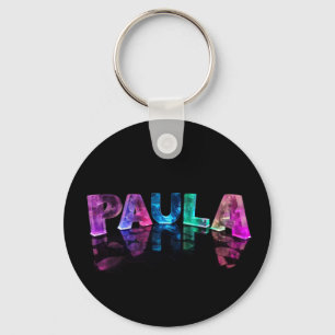 The Name Paula in 3D Lights (Photograph) Keychain