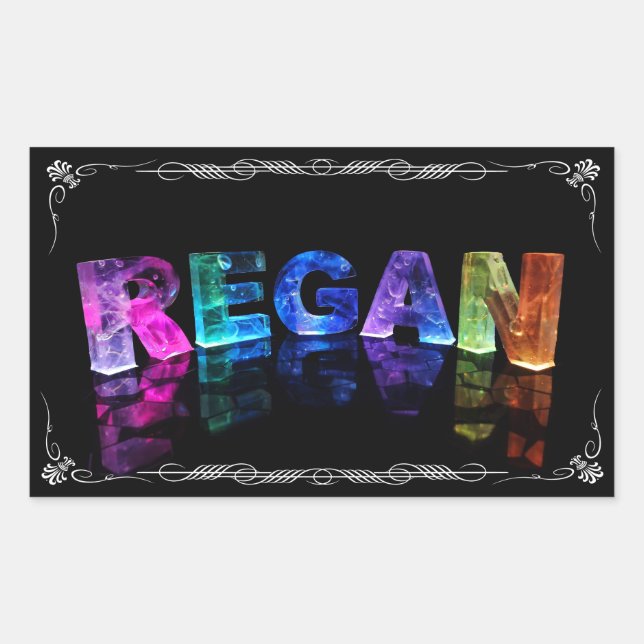 The Name Regan in 3D Lights (Photograph) Sticker (Front)
