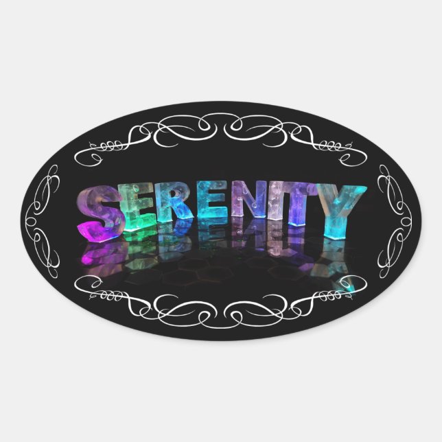 The Name Serenity -  Name in Lights (Photograph) Oval Sticker (Front)