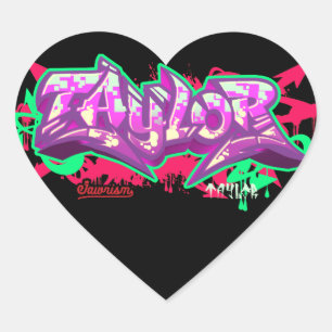 The name Taylor in graffiti-Heart Stickers