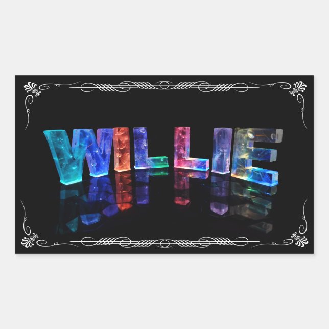 The Name Willie -  Name in Lights (Photograph) Sticker (Front)