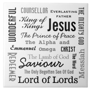The Names of Jesus Script Text Tile