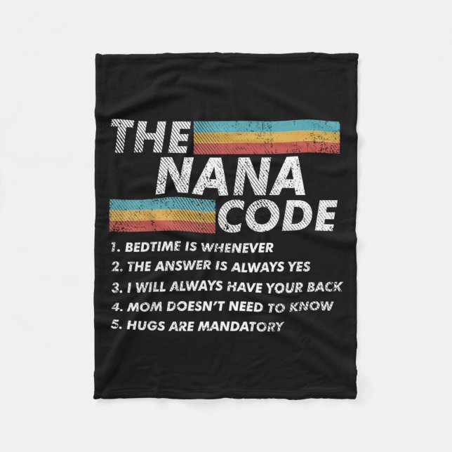 The Nana Code Funny Family Rules Retro Fleece Blanket (Front)