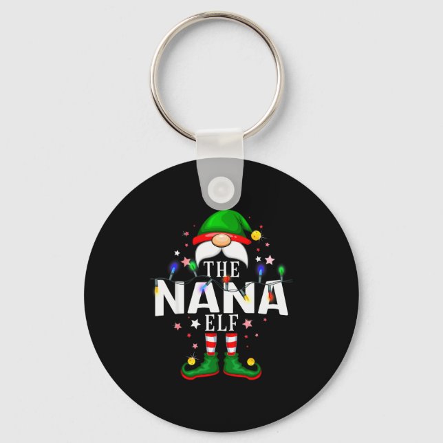 The Nana Elf Christmas Family Pajama Party  Keychain (Front)