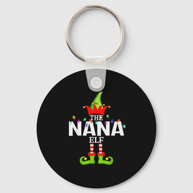 The Nana Elf Christmas Matching Pajamas  Keychain (Front)