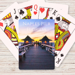 The Naples Pier In Florida Ocean Sunset Playing  Cards