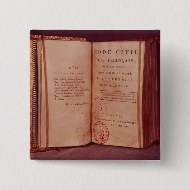 The Napoleonic Code 2 Inch Square Button (Front)