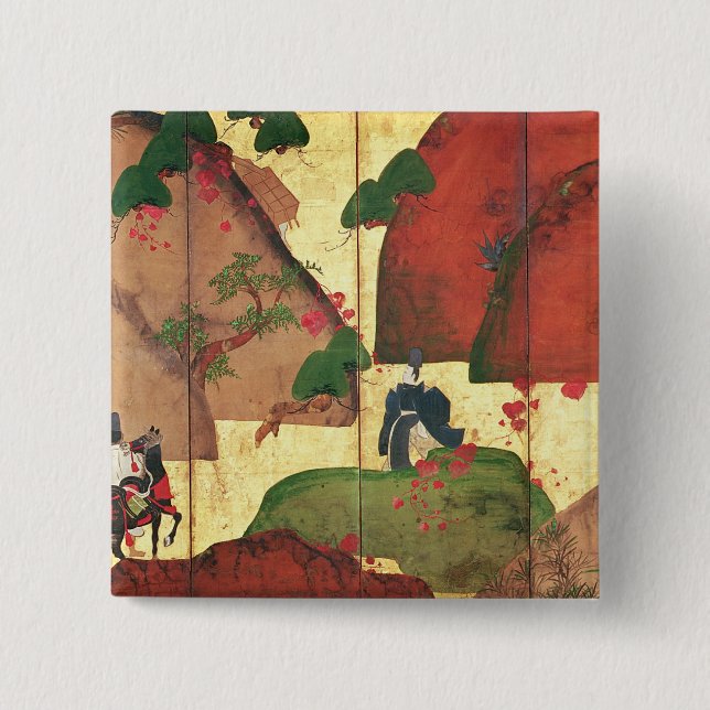 The Narrow road of Ivy 2 Inch Square Button (Front)