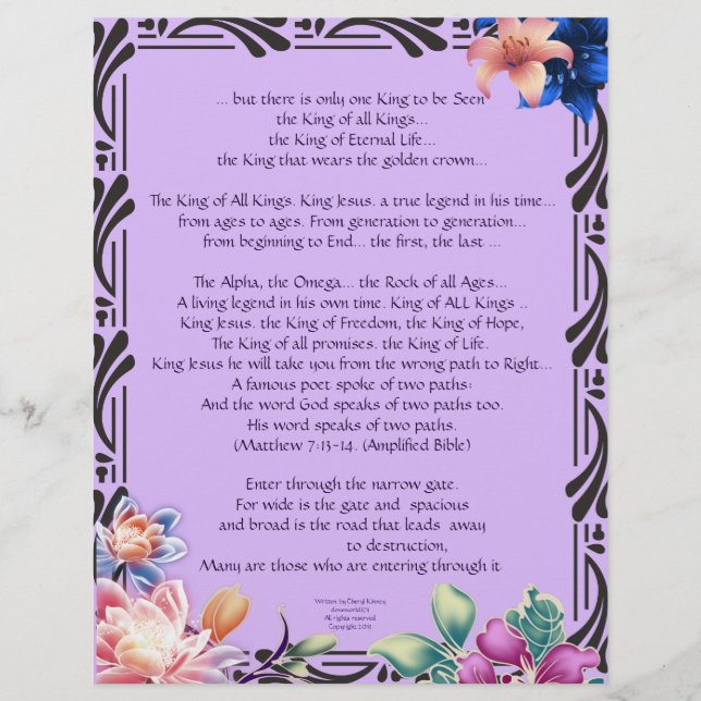 The Narrow Road Writings Personalized Paper (Front)