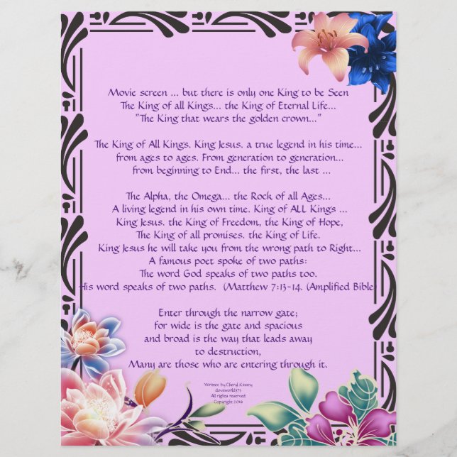 The Narrow Road Writings Personalized Paper (Front)