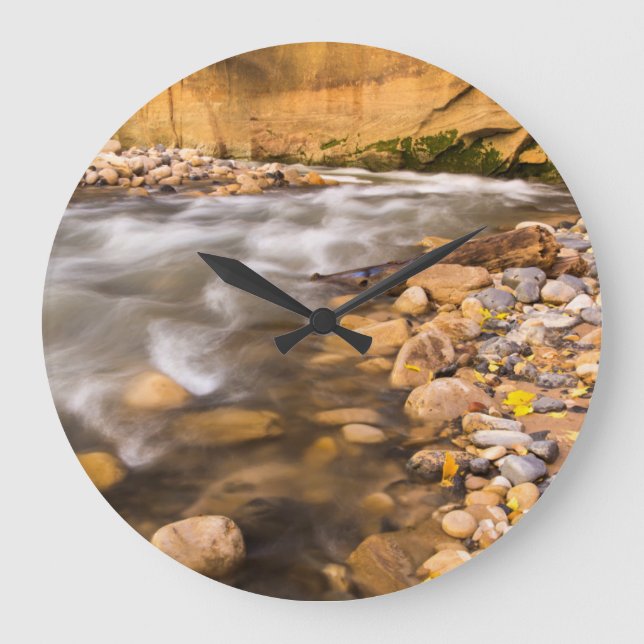 The Narrows Of The Virgin River In Autumn 4 Large Clock (Front)