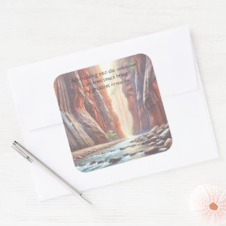 The Narrows / Zion National Park & Quote Square Sticker
