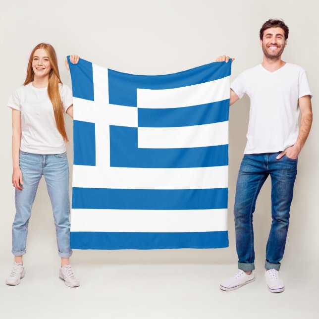 The National flag of Greece medium Fleece Blanket (In Situ)