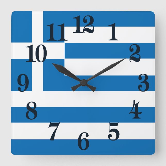 The National flag of Greece Square Wall Clock (Front)