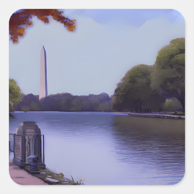 The National Monument in Washington D.C.  Square Sticker (Front)