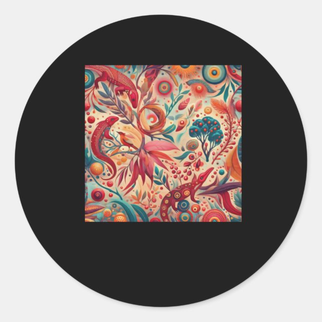 The Native Indigenous Australian Aboriginal Patter Classic Round Sticker (Front)
