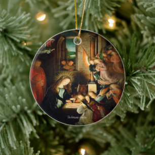 The Nativity 1495 Scripture Ceramic Ornament