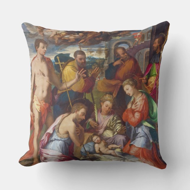 The Nativity, 1534 (oil on panel) Throw Pillow (Front)